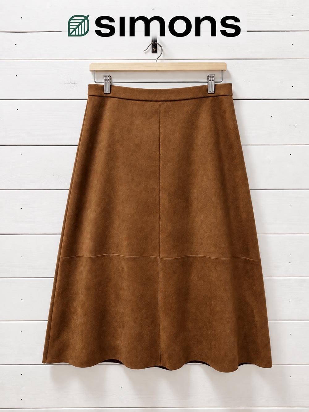 Contemporaine par Simons Faux Suede Midi Skirt – Brown – Size XL